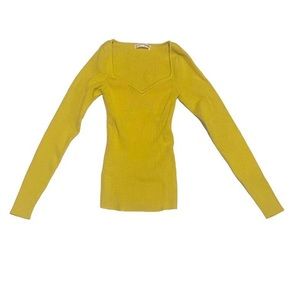 Anthropologie Yellow Ribbed Long Sleeve Top